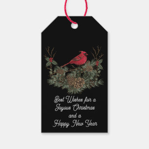 Rode kerstkardinaal en witte Labels Cadeaulabel
