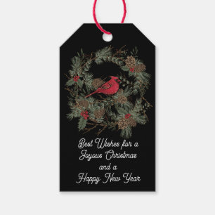 Rode kerstkardinaal en witte Labels Cadeaulabel