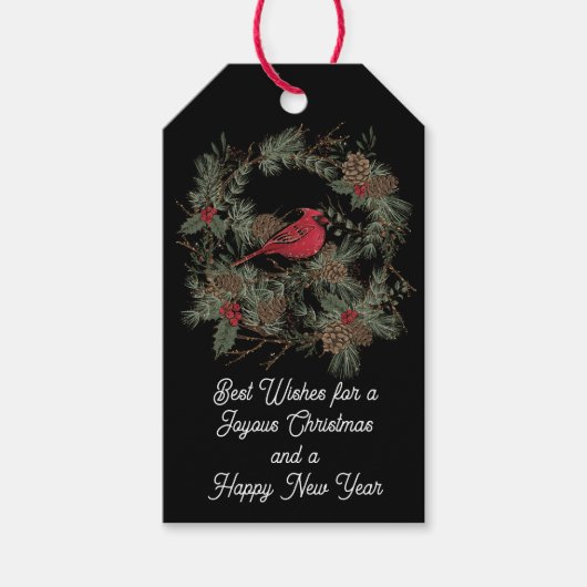 Rode kerstkardinaal en witte Labels Cadeaulabel (Voorkant)