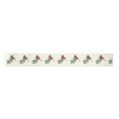 Rode kerstkardinaal met Greenery Satijnen Lint (Voorkant)