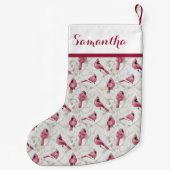 Rode kerstkardinaal vogels Persoonlijke naam Kleine Kerstsok (Achterkant)