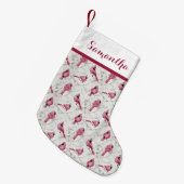 Rode kerstkardinaal vogels Persoonlijke naam Kleine Kerstsok (Voorkant (Hangend))