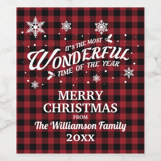  rode kerstkerst wijn etiket (Enkel label)