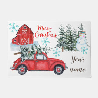Rode kerstklep deurmat