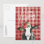 Rode kerstKoe Feestdagenkaart (Voorkant / Achterkant)