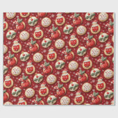 Rode kerstkoekjes cadeaupapier (Vlak)