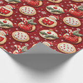 Rode kerstkoekjes cadeaupapier (Hoek)