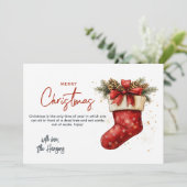 Rode kerstkous Vrolijk kerstfeest Feestdagenkaart (Staand voorkant)