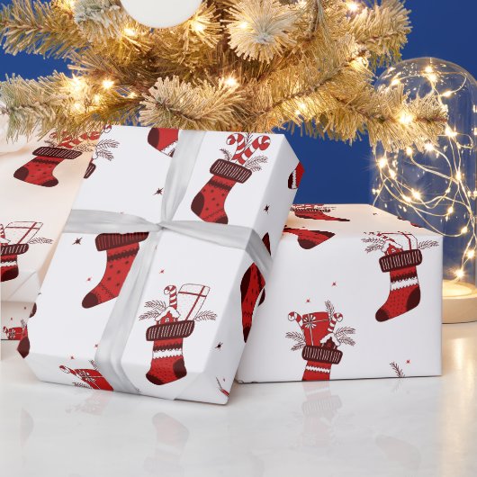 Rode kerstkousen feestelijk cadeaupapier (Feestdagen)