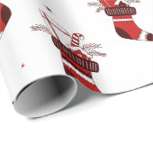 Rode kerstkousen feestelijk cadeaupapier (Rol Hoek)