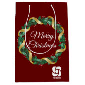 Rode Kerstkrans Custom Company Logo Party Medium Cadeauzakje (Voorkant)