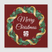 Rode Kerstkrans Custom Company Magnet Kaart (Voorkant)