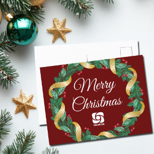 Rode Kerstkrans Custom Company Marketing Feestdagenkaart