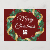 Rode Kerstkrans Custom Company Marketing Feestdagenkaart (Voorkant)
