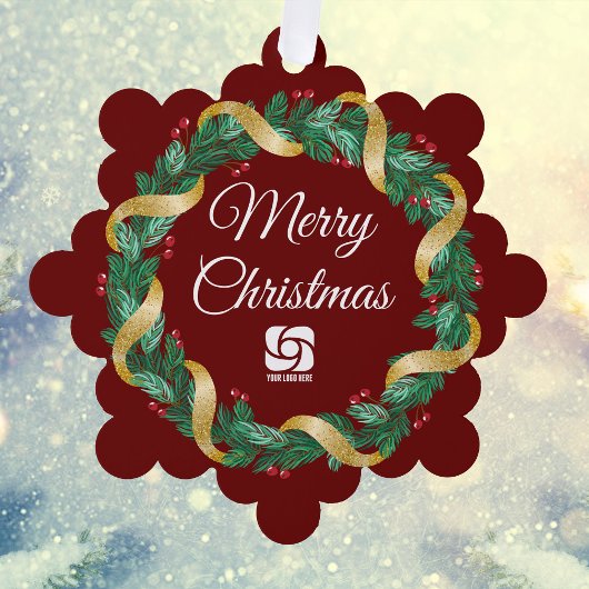 Rode Kerstkrans Custom Company Marketing Ornament Kaart