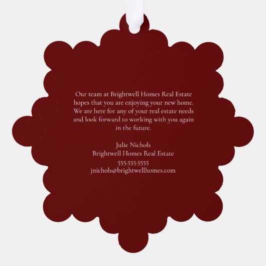 Rode Kerstkrans Custom Company Marketing Ornament Kaart (Achterkant)