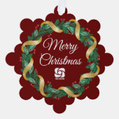 Rode Kerstkrans Custom Company Marketing Ornament Kaart (Voorkant)