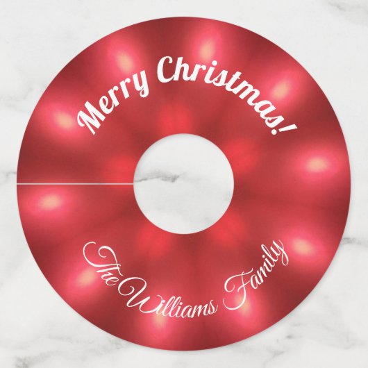 Rode kerstlampjes Naam en tekst toevoegen Wijnglaslabel (Voorkant)
