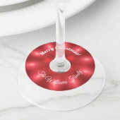 Rode kerstlampjes Naam en tekst toevoegen Wijnglaslabel (Dichtbij)