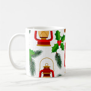 Rode Kerstlantaarn Hulst Vintage Patroon Koffiemok
