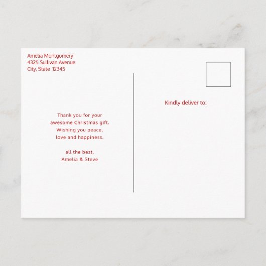 Rode Kerstlantaarn Poinsettia Dank u Briefkaart (Achterkant)