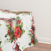 Rode Kerstlantaarn Poinsettia en Pin Pattern Tafelkleed (Voorbeeld)