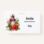 Rode Kerstlantaarn Poinsettia en Pine Badge (Achterkant)