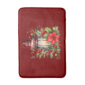 Rode Kerstlantaarn Poinsettia en Pine Badmat (Voorkant Verticaal)