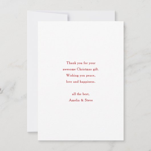 Rode Kerstlantaarn Poinsettia en Pine Bedankkaart (Achterkant)