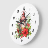 Rode Kerstlantaarn Poinsettia en Pine Grote Klok (Hoek)