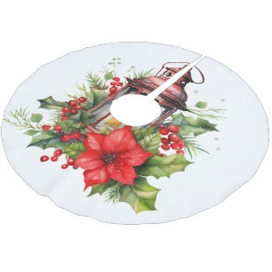 Rode Kerstlantaarn Poinsettia en Pine Kerstboom Rok