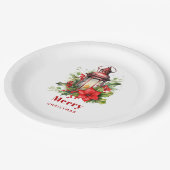 Rode Kerstlantaarn Poinsettia en Pine Papieren Bordje (Gekanteld)