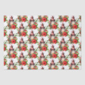 Rode Kerstlantaarn Poinsettia en Pine Pattern Tissuepapier (Voorkant)