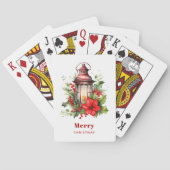 Rode Kerstlantaarn Poinsettia en Pine Pokerkaarten (Achterkant)