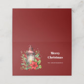 Rode Kerstlantaarn Poinsettia en Pine Small Plaatskaartje (Buitenkant ongevouwen)