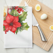 Rode Kerstlantaarn Poinsettia en Pine Theedoek (Quarter Fold)