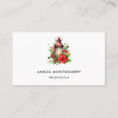 Rode Kerstlantaarn Poinsettia en Pine Visitekaartje (Voorkant)