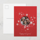 Rode kerstlijst met sneeuwvlokken  uitnodiging briefkaart (Voorkant / Achterkant)