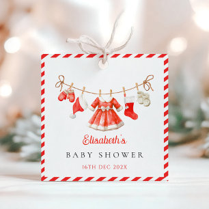 Rode Kerstman Baby Baby Shower Bedankjes Labels