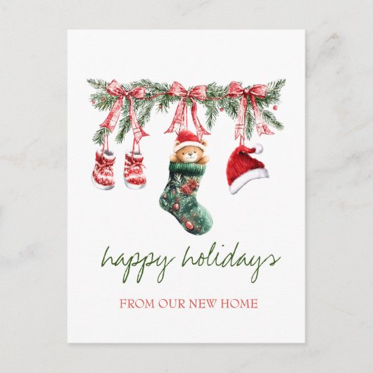 Rode Kerstman Baby Beer Kerstmislijn Aankondigingskaart (Voorkant)