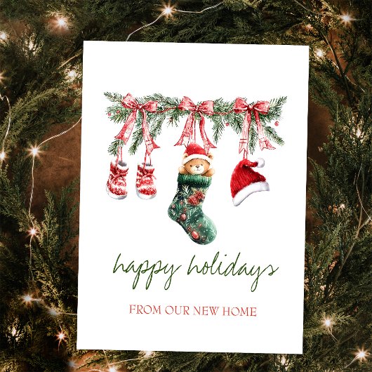 Rode Kerstman Baby Beer Kerstmislijn Aankondigingskaart