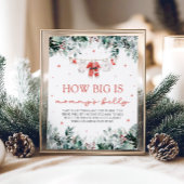 Rode Kerstman Baby Hoe groot is de buik van mama Poster