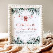 Rode Kerstman Baby Hoe groot is de buik van mama Poster