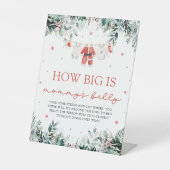 Rode Kerstman Baby Hoe groot is de buik van mama Reclamebord Met Voetstuk (Voorkant)