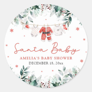 Rode Kerstman Baby Kerst Baby Kleren Baby Shower Ronde Sticker