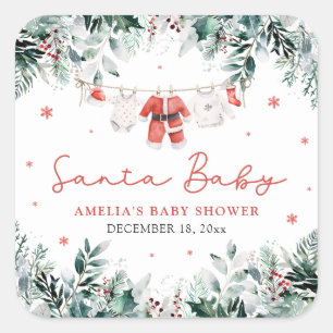 Rode Kerstman Baby Kerst Baby Kleren Baby Shower Vierkante Sticker