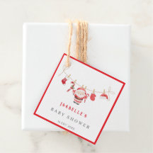 Rode Kerstman Baby Kerst Baby Shower Favor Tags