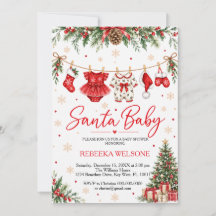Rode kerstman baby kerst baby shower