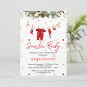 Rode kerstman baby kerst baby shower kaart (Staand voorkant)