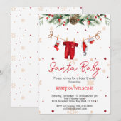 Rode kerstman baby kerst baby shower kaart (Voorkant / Achterkant)